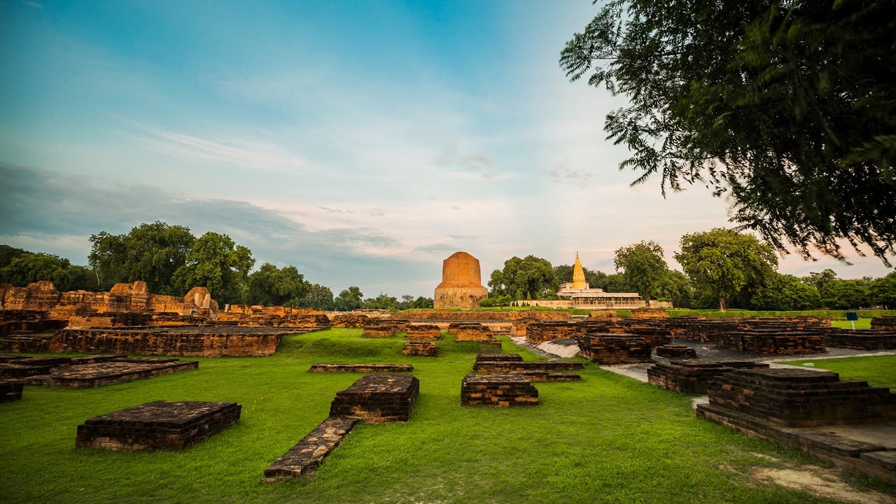 The Dhamek Stupa at Sarnath near Varanasi where the Buddha gave his first sermon