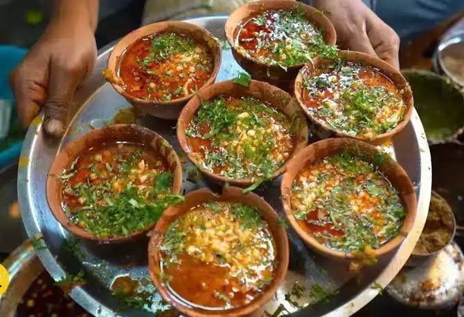 Kachori sabzi served at a street food shop in Varanasi