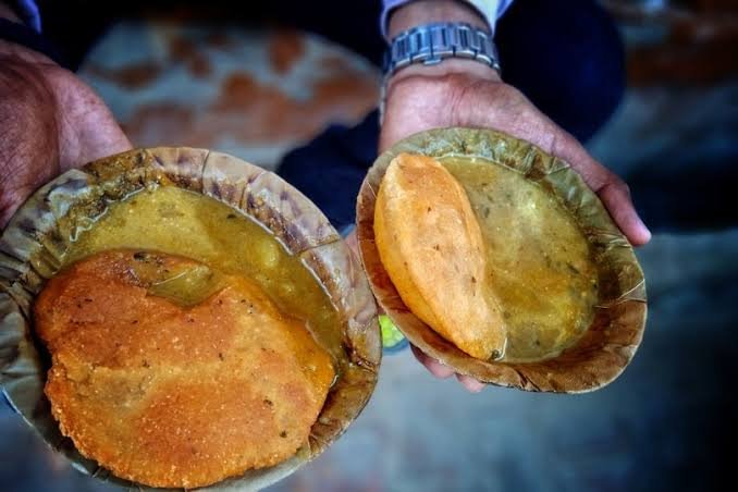 Banarasi chaat served in a clay cup at a Varanasi street stall