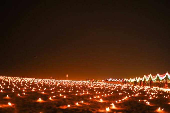 Dev Deepawali in Varanasi, the ghats lined with earthen lamps along the Ganga
