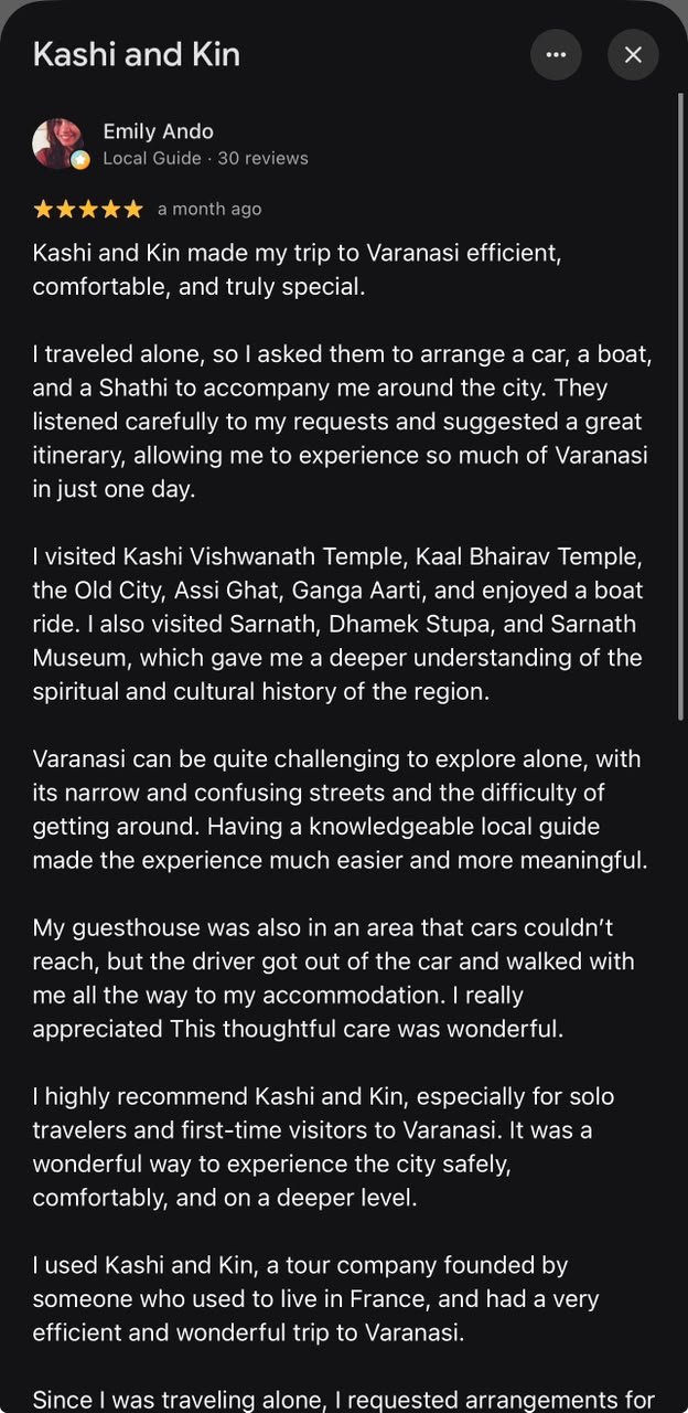 Review of Kashi & Kin, Varanasi, by Emily Ando
