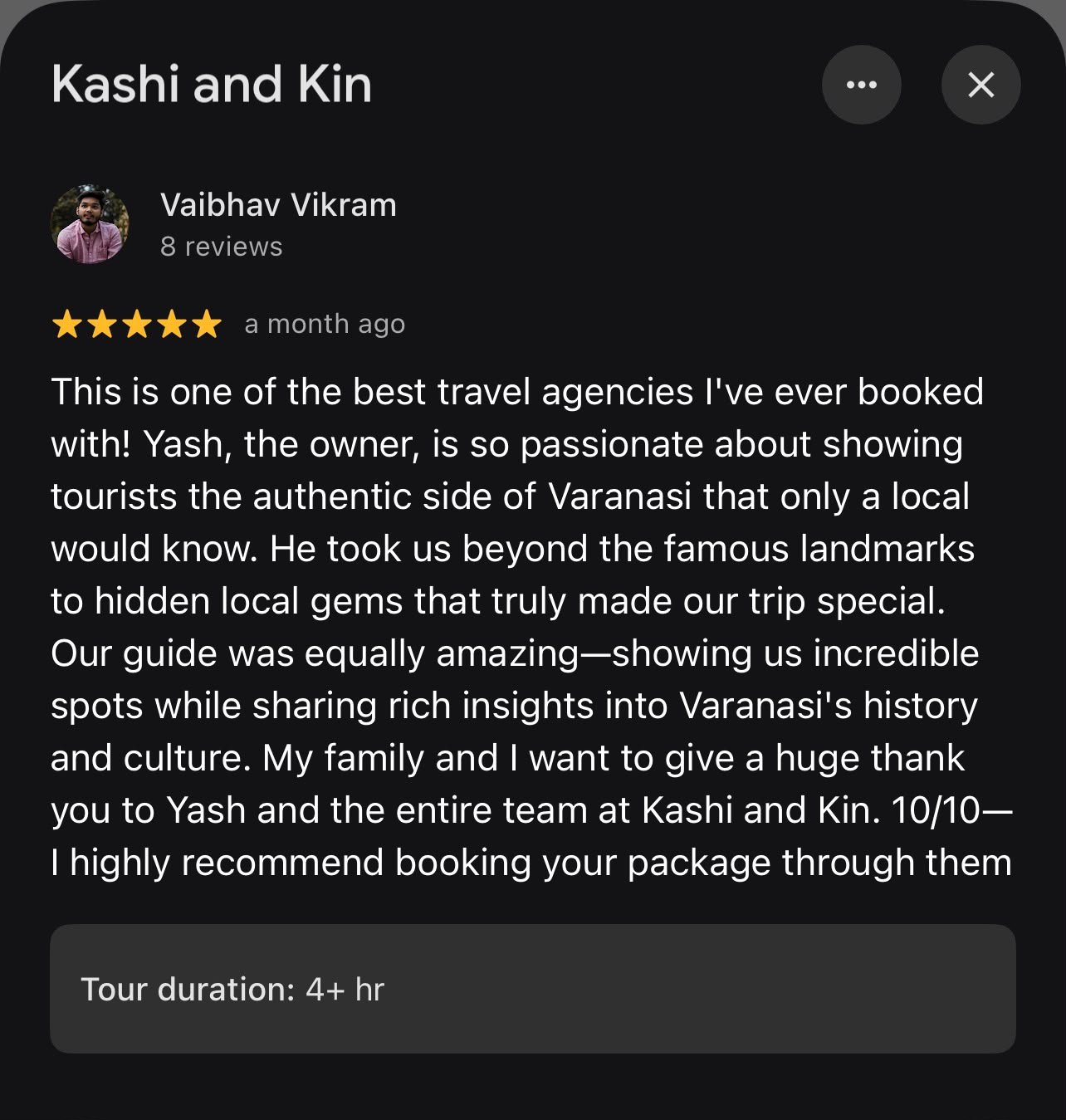 Review of Kashi & Kin, Varanasi, by Vaibhav Vikram
