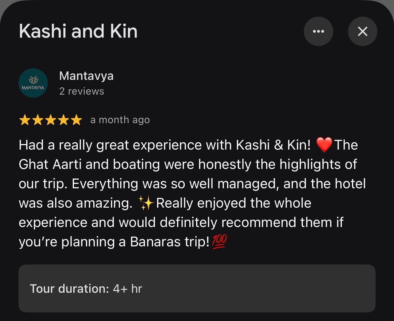 Review of Kashi & Kin, Varanasi, by Mantavya