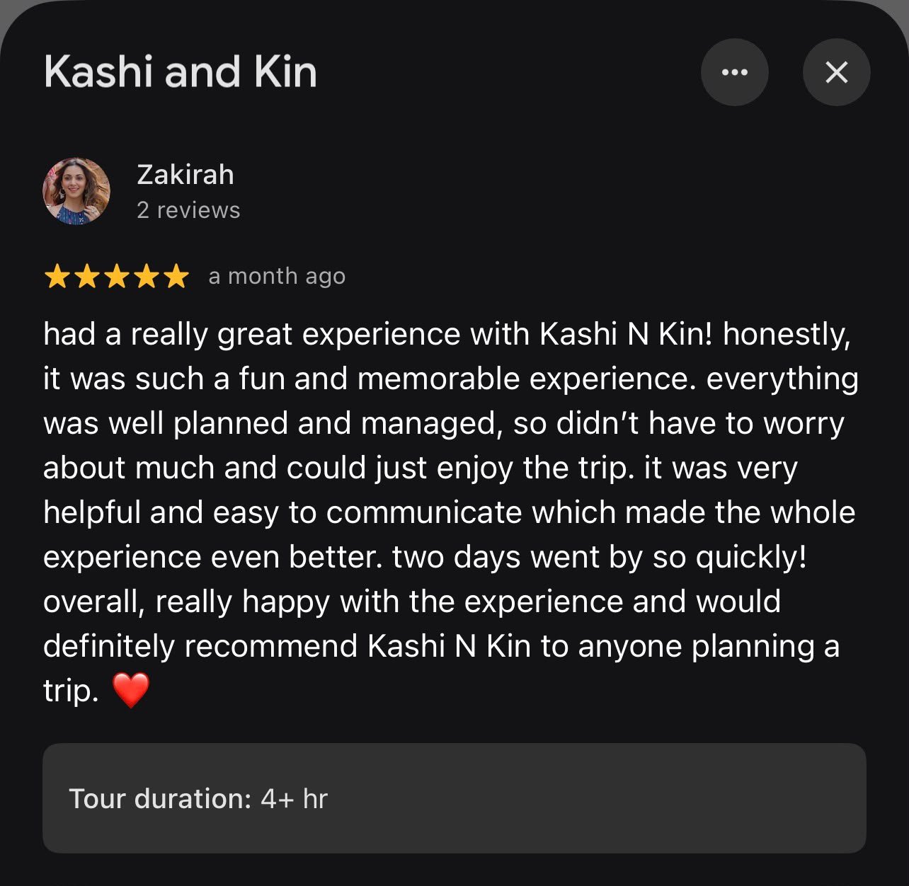 Review of Kashi & Kin, Varanasi, by Zakirah
