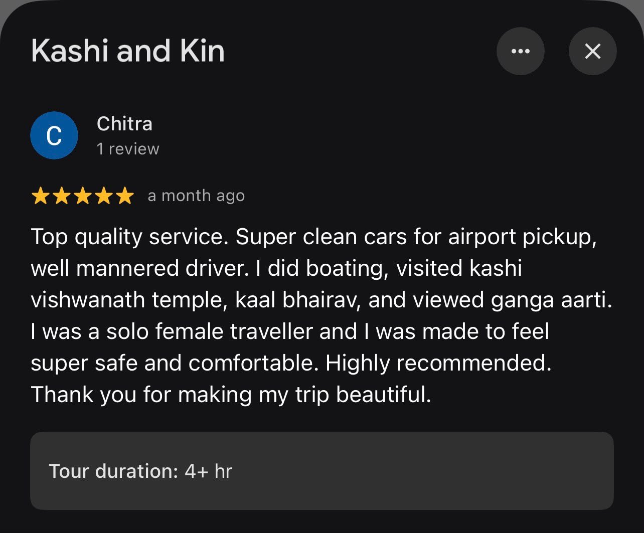 Review of Kashi & Kin, Varanasi, by Chitra